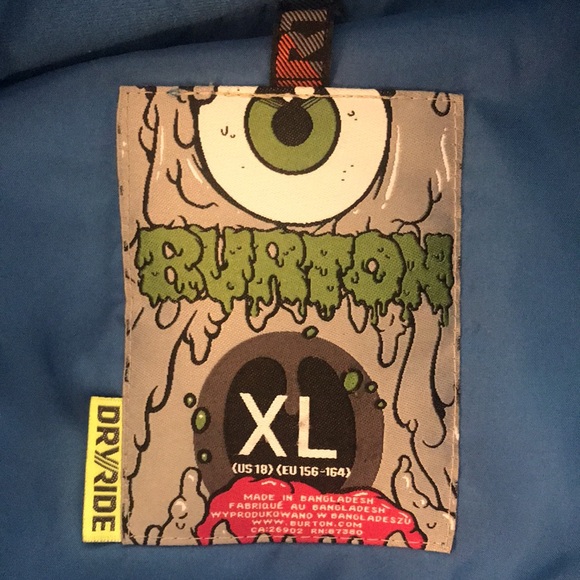 Burton Chittagong Hooded Snowboarding Coat Black Blue Orange Plaid Size XL 18 - Picture 7 of 16